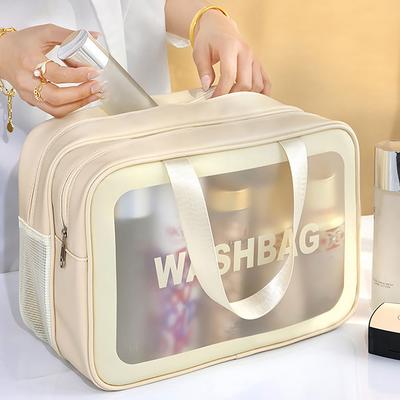 Borsa Cosmetica Trasparente in PVC a Doppio Strato Impermeabile da Viaggio per Conservare e Organizzare Articoli da Toilette PU Borsa per Trucco Grande Capacità Borsa da Toilette