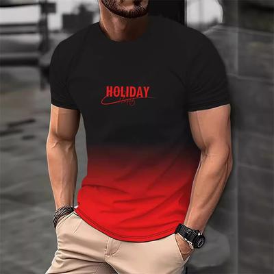Modă de Vară Tricou Sport cu Mânecă Scurtă pentru Bărbați Model Creativ Degrade Imprimat 3D Exterior Larg Respirabil Top