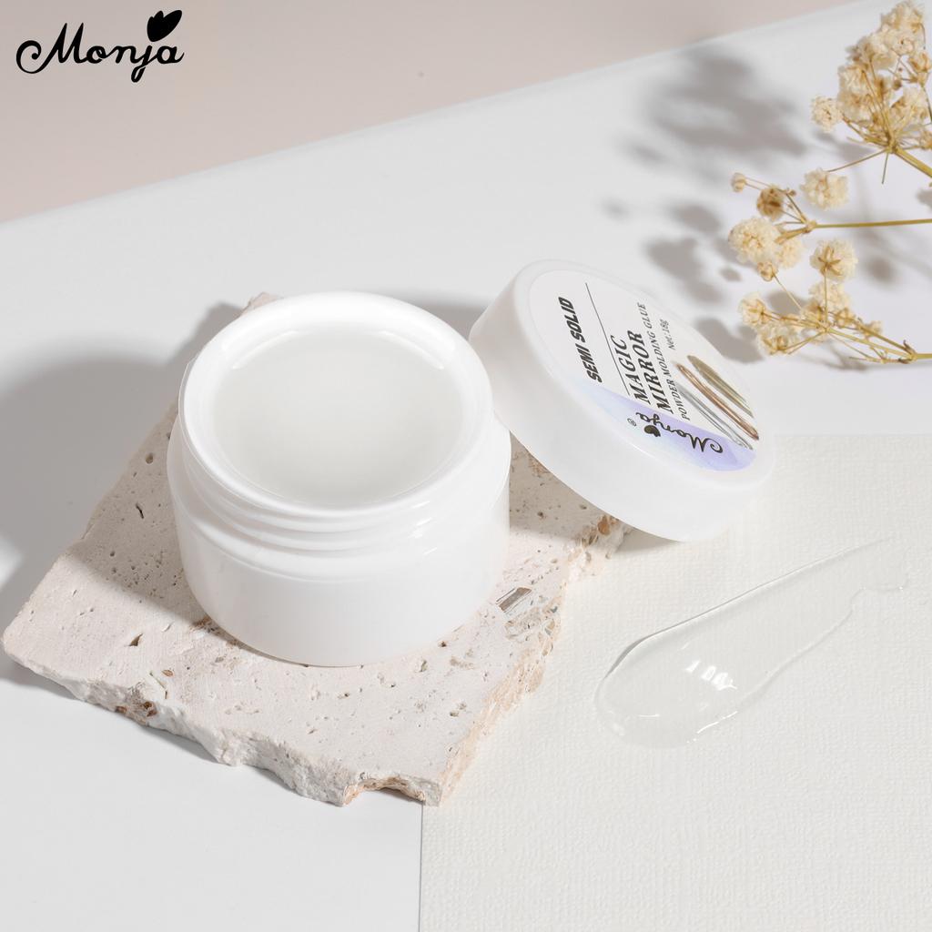 Monja 18ml Nail Art UV Glue Gel Polish Clear Semi Solid Magic 3D Mirror Powder Molding Sculpting Soak Off Salon Manicure Extension Strengthen Tool