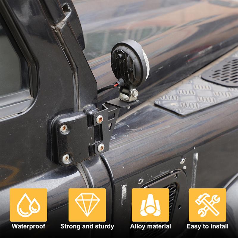 For Land Rover Defender 2004-2018 Carbon Steel Car A-pillar Spotlight Bracket Engine Hood Searchlight Bracket Car Modification