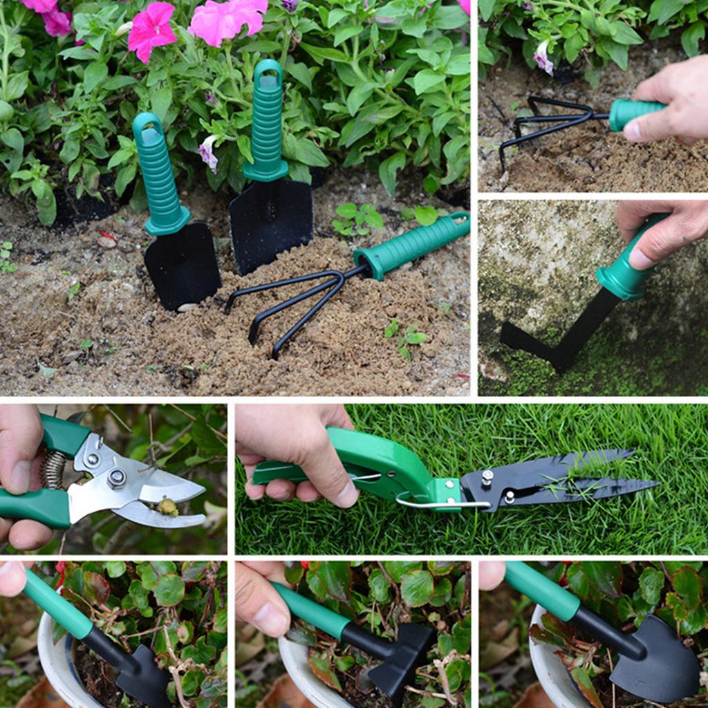 Potted Plant Pruning Shovel Kit Garden Planting Weeding Set Bonsai Trimming Garden Tools Green 10