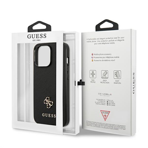 Guess Guhcp13Lps4Mk Iphone 13 Pro / 13 6,1 Czarny/Black Hardcase Saffiano 4G Małe Metalowe Logo
