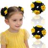 Aylhfo Girls' Spring 2pcs Colorful Flower Wig Scrunchies/Cute Bohemian Style Fabric Flower Wig Ponytail Hair Ties
