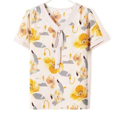Mom's Summer Short-sleeved Top New Style Middle-aged and Elderly Women's Age-reducing Summer Chiffon Shirt T-shirt