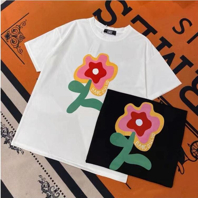 

Футболка с короткими рукавами из чистого хлопка для женщин, летний новый стиль, свободный топ средней длины с мелким цветочным принтом большого размера XXL белый