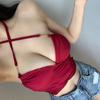 Women Irregular Vest Girls Low Chest Cross Halter Neck Lace Up Short Tank Tops