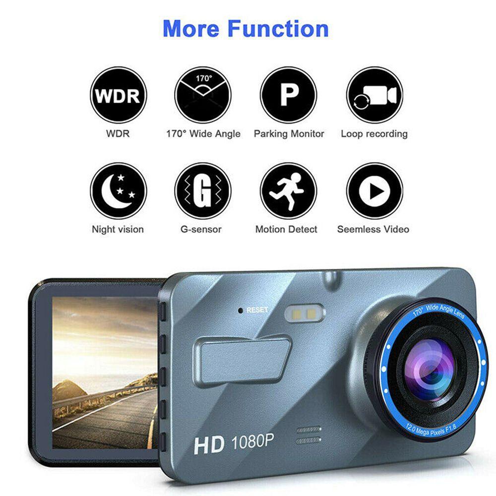 4 2.5D 1080P Dual Lens Car DVR Video Recorder Dash Cam Smart G-Sensor Rear Camera 170 Degree Wide Angle Ultra Utor28 HD Resolution