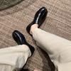 Leather Pig's Trotters Split-toed Shoes Flat Loafers Women's Single Shoes Retro Style One Pedal, Small Leather Shoes Flat Heels