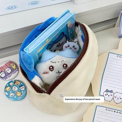1 Stück Usagi Hachiware Plüsch Büro Schule Schreibwaren Stifttasche Chiikawa Doppelseitiges Federmäppchen Kosmetiktasche Schülergeschenke