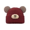 Cartoon Bear Knitted Wool Hat for Women In Autumn and Winter Thickened Warm and Cold Protection Cute Versatile Ear Protection Bag Head Cold Hat