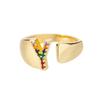 Rainbow Zircon Letter Rings For Women Mote Chunky Bred Letter AZ Rustfritt stål Ring Bryllup Boho Smykker Gave 2024