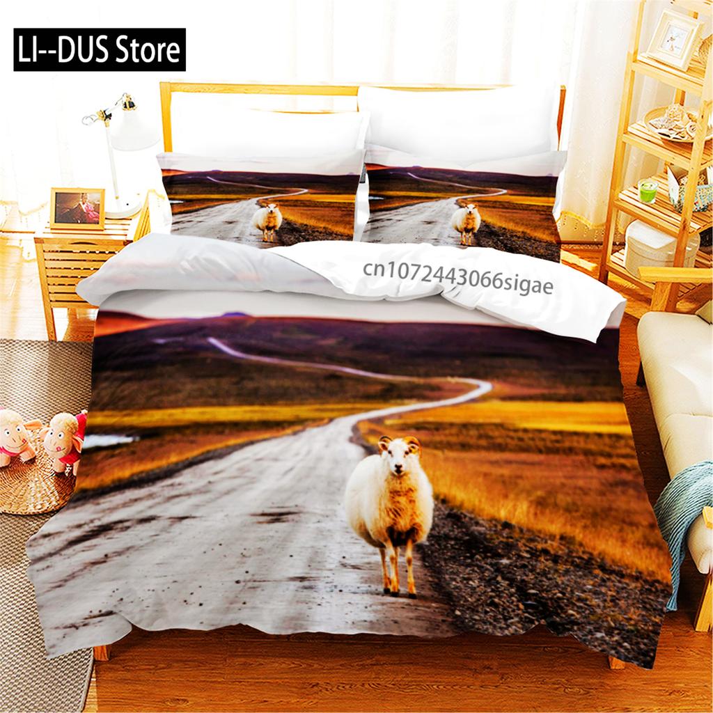 3D Printed Sheep Duvet Cover With Pillow Cover Bedding Set Single Double Twin Full Queen King Size Animal Bed Set Bedroom Decor