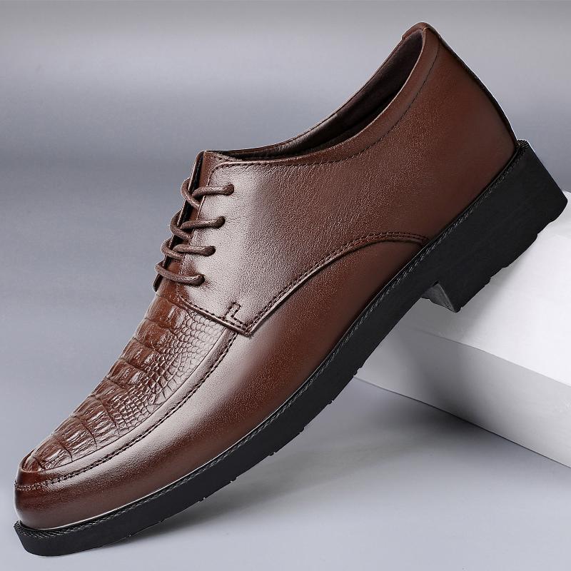 Fashion Luxury Brand Men Casual Flats Genuine Leather Business Oxford Shoes Antiskid Gentleman Shoes Crocodile Pattern Formal Dress Shoe