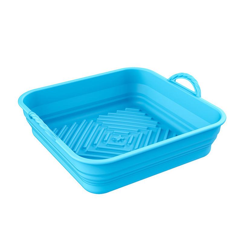 Air Fryer Silicon Basket About 20cm Round/square/rectangular Oven Baking Tray Foldable Reusable Silicone Pot Replacement Pan