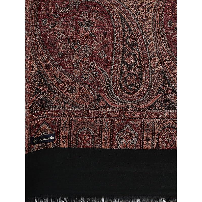 Мужской шаль Pashmoda Zarif-e-Kashmir с тканым узором (РАЗМЕР: 101x203 см, Черный цвет) Free Size чёрный