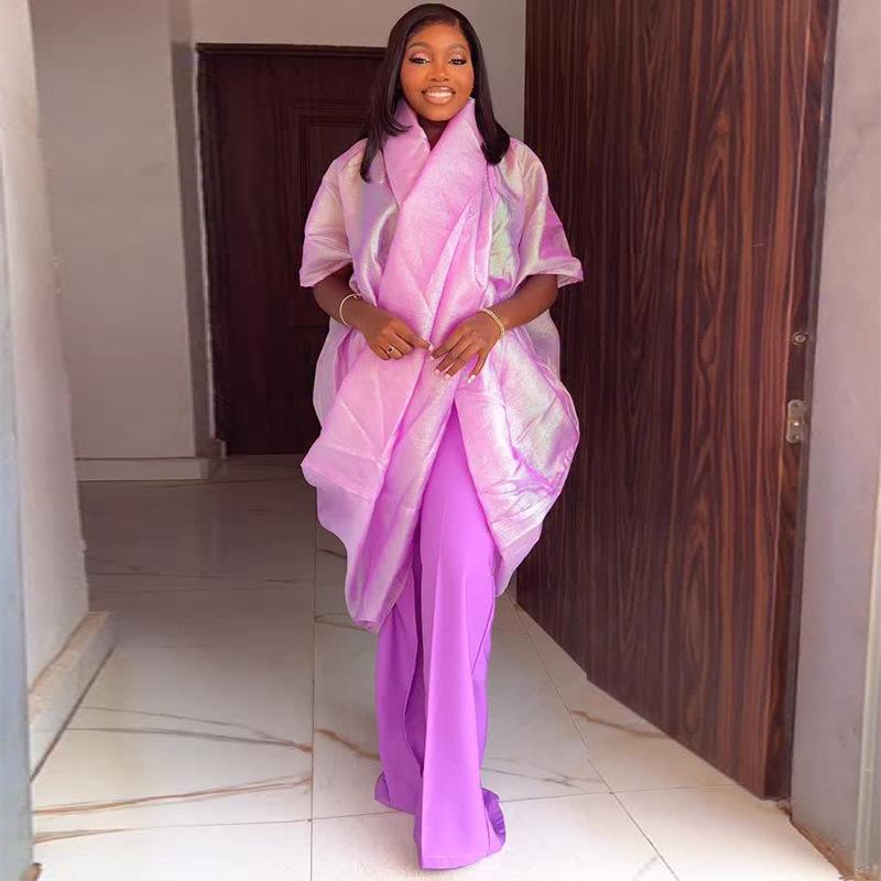 Women s 2026 Summer New Fashion Sweet Shawl See-through Loose Top and Wide-leg Pants Set S