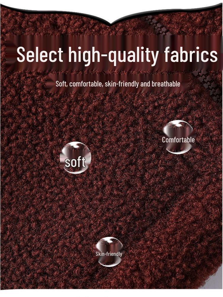 Mom's Plus Size Lambswool Hooded Jacket - Velvet Thickened Winter Coat for Middle-Aged & Elderly Women