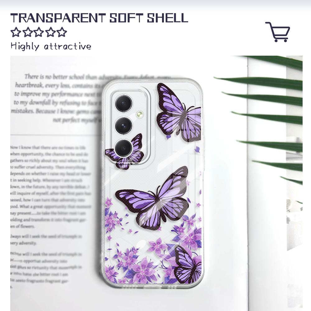 Sky Butterfly Transparent Phone Case For Samsung Galaxy A73 A72 A54 A53 A52 A34 A33 A24 A23 A14 A13 A12 A04S A03 TPU Cover