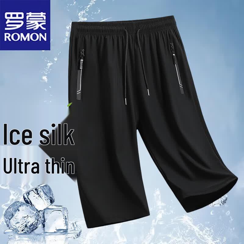 ROMON Men s Ice Silk Loose Fit Casual Capri Shorts 2XL