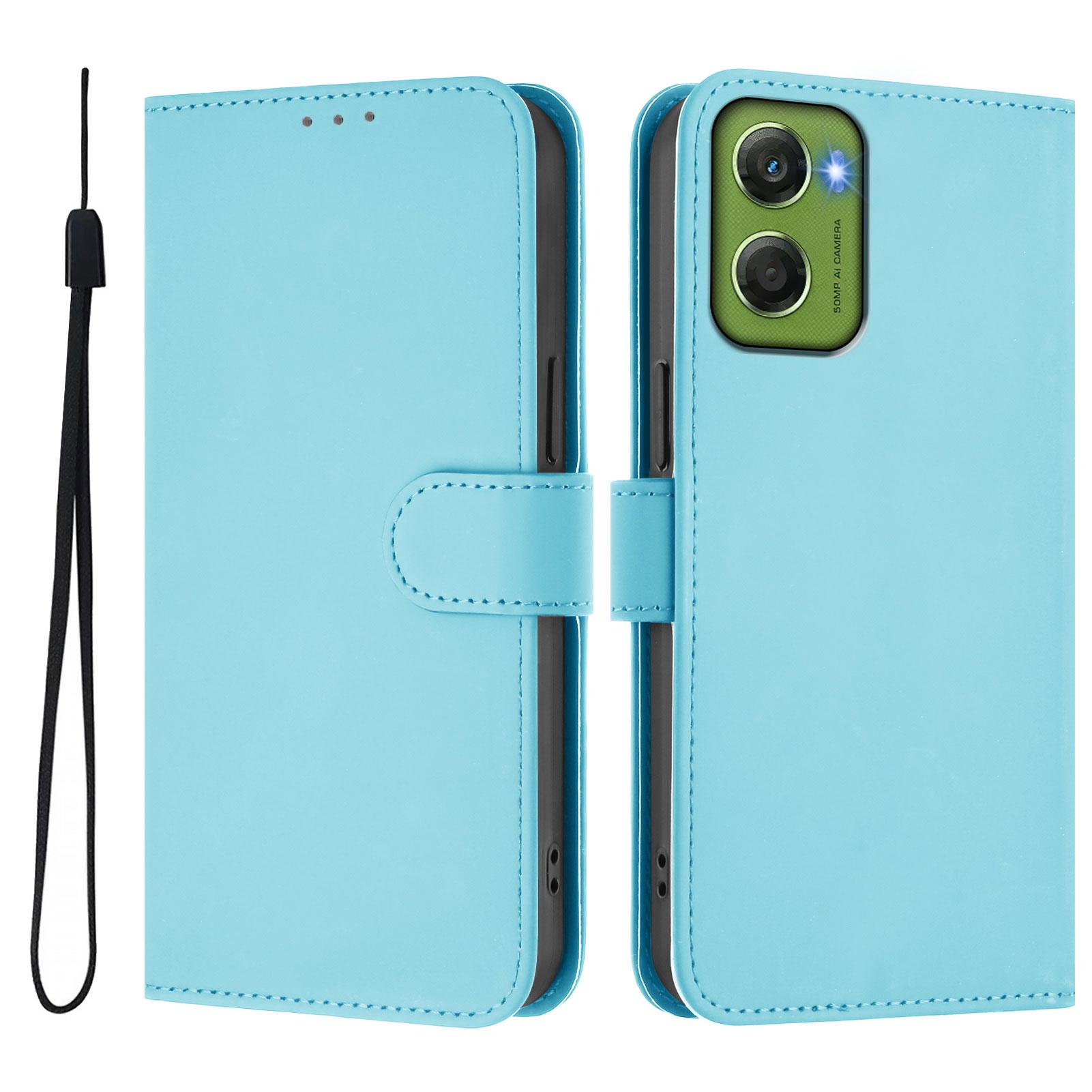 

For Motorola Moto G06 4G Case Solid Color Wallet Leather Phone Cover with Strap