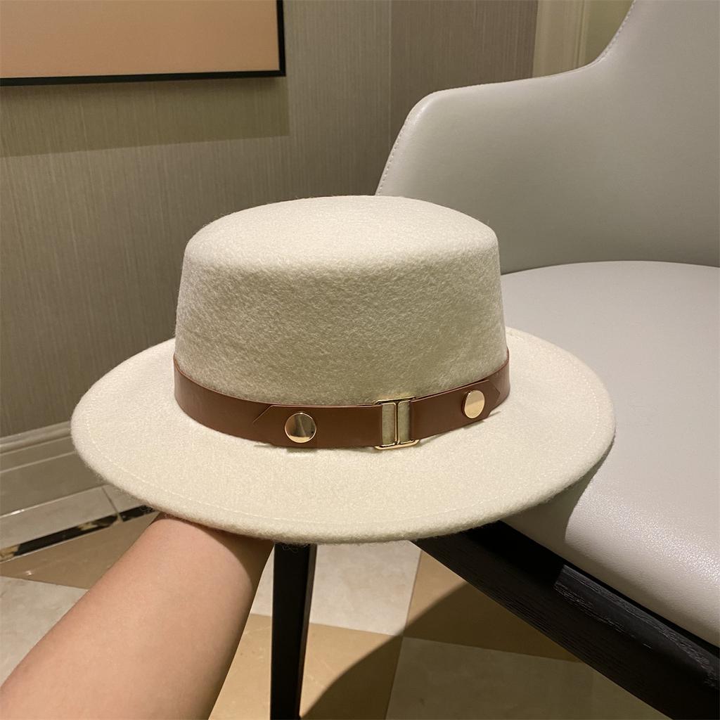 Autumn Winter 100% Wool Hat Bell Hat Women's French Elegant Retro Hepburn Autumn and Winter Celebrity Pearl Wool Felt Bucket Hat