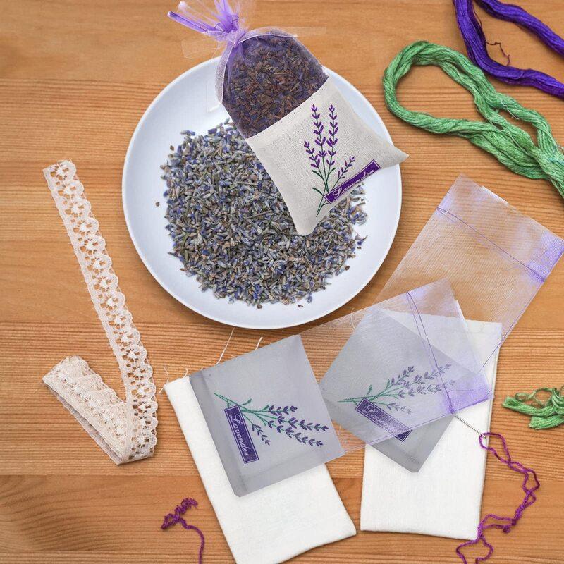 20 stk Tomme poser Pose Blomstertrykk Lavendelduft Duftposeposer For Oppbevaring av Tørkede Blomster Duft Lavendel
