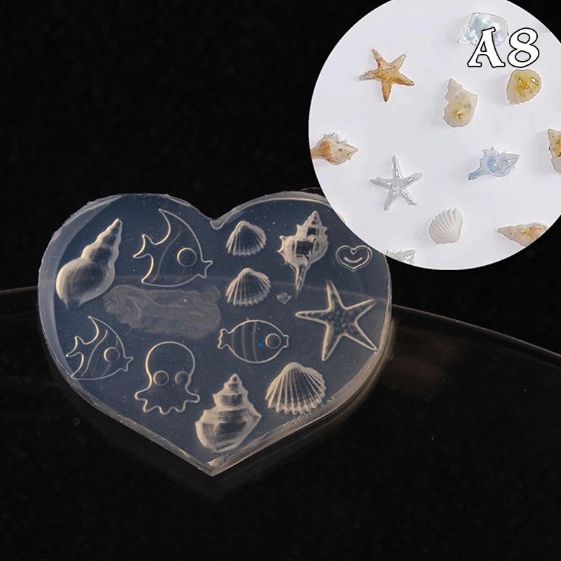 Silikonová forma na modelování nehtů Oceánský styl Mušle Hlemýžď Hvězdice 3D razítkovací destička Šablony na nehty DIY UV gel Manikúrní nástroje Nail Art