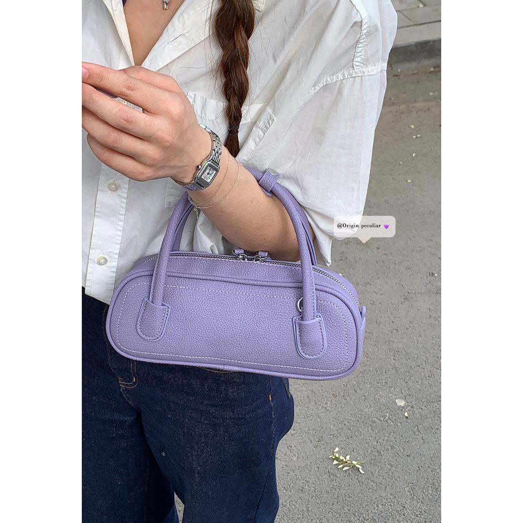 Summer Macaron Color Hand-held Bowling Bag, Stylish and Simple Commuter Bag, Cross-body Small Square Bag