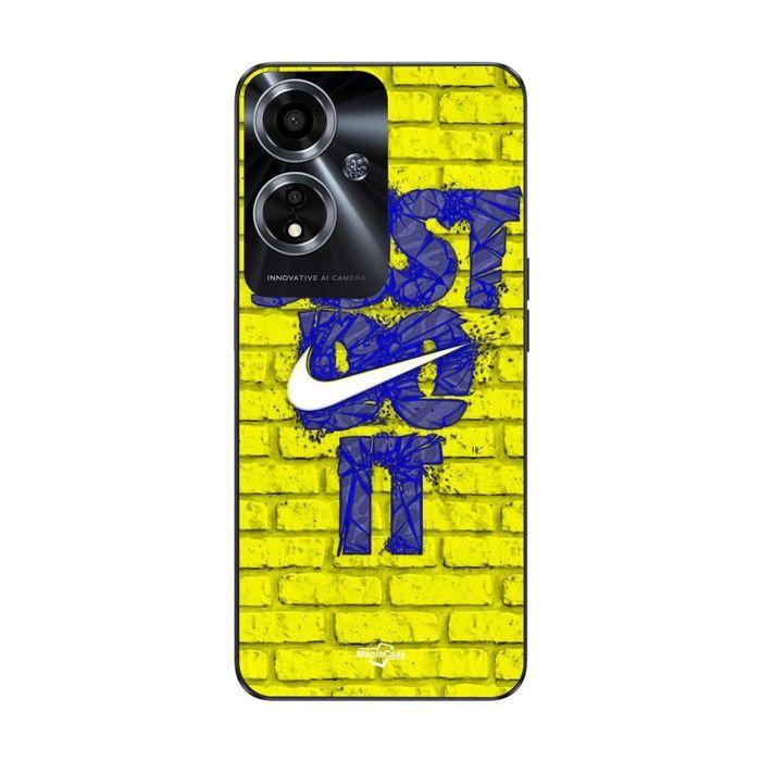Coque de téléphone - MANIACASE - Oppo A59 5G - Silicone TPU - Logo Just Do It - Couleur Bleu Jaune