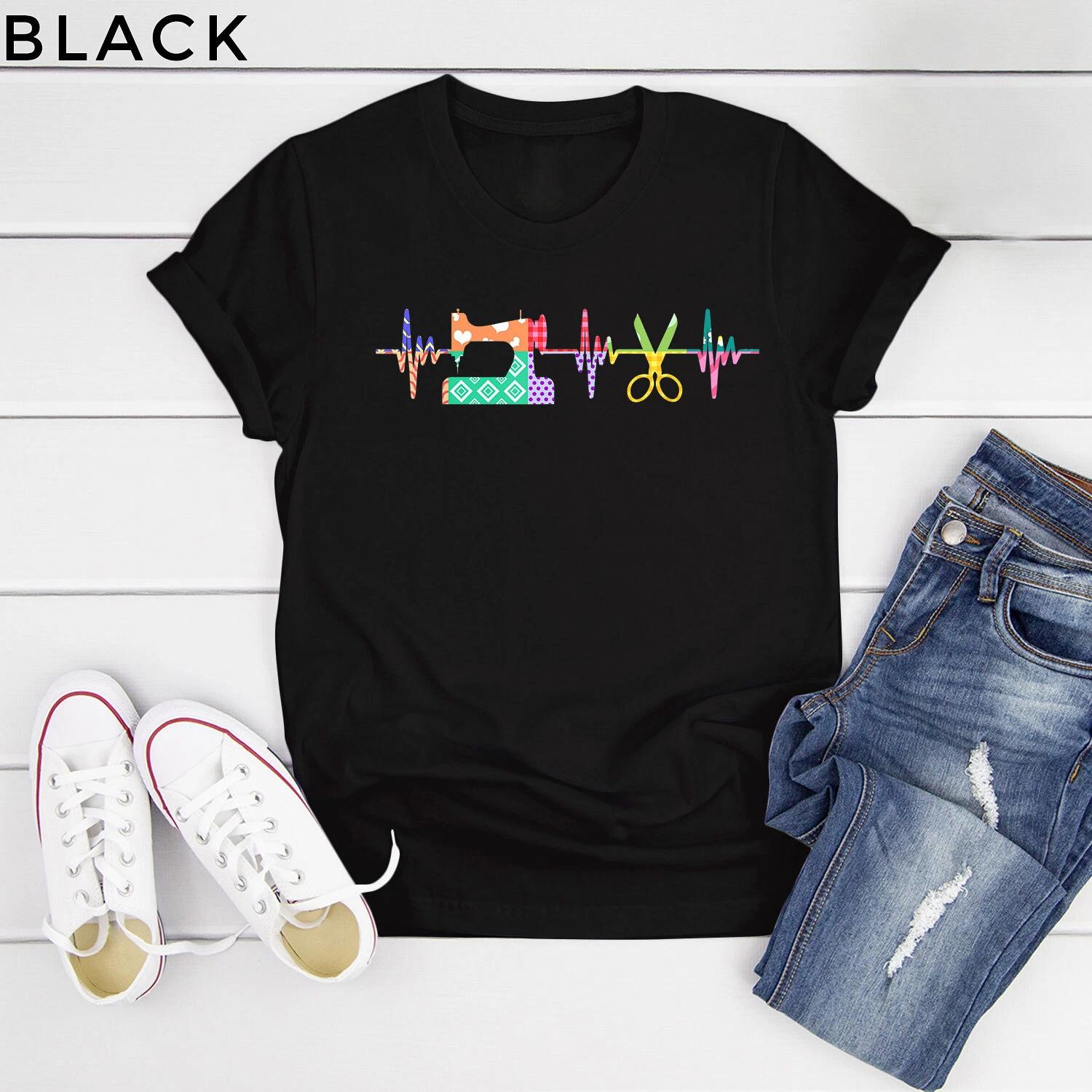Quilter Sewing Heartbeat T-shirt, Funny Gift For Quilting Lover, Sewing Lovers M