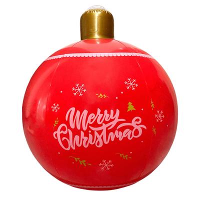 24 Inch Giant Inflatable Christmas Ball Large Outdoor Decorated Ball Outdoor Christmas Decorations Holiday Yard Lawn Porch Decor