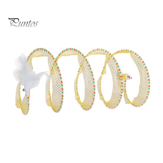 

Игрушка-туннель для кошек, складная интерактивная игрушка для самостоятельной игры, спиральная игрушка-туннель для охоты на кошек с плюшевыми и перьевыми игрушками для кошек, живущих в помещении, декомпрессионная пружина для котят