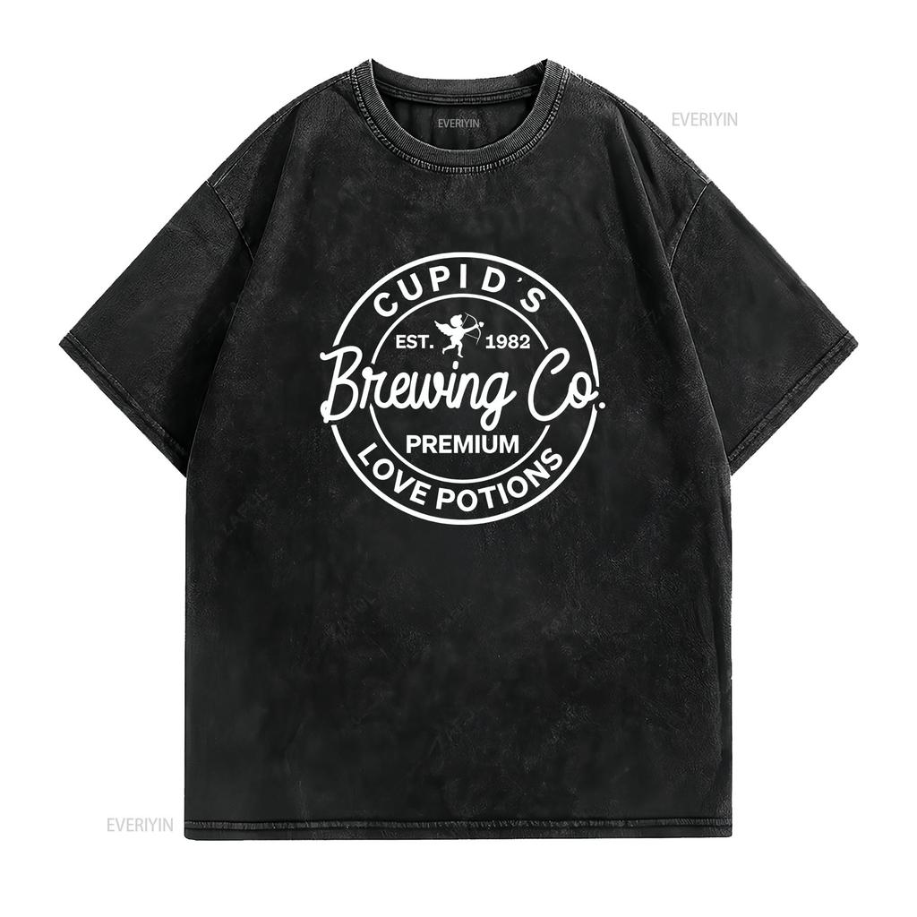 Cupid's Brewing Co Valentine's Day T Shirt Cupid for Women Valentine vintage Washed Versatile Slightly Casual Soft