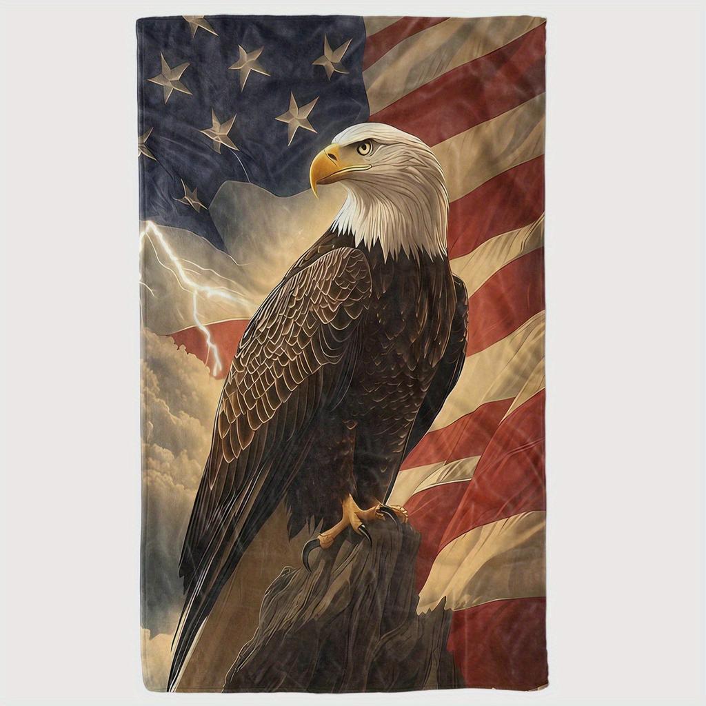 Eagle Pattern On the National Flag Flannel Printed Blanket Suitable for All Seasons Suitable for Living Room Office Sofa Travel