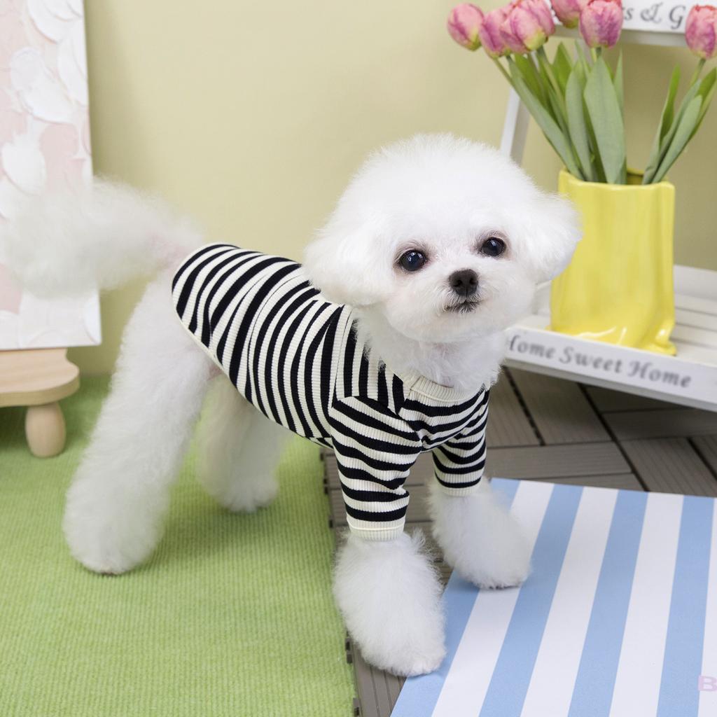 Winter Warm Black Striped Dog Bottoming Shirt Soft Adorable Pet Vest for Maltese Small Breed Dogs Puppy Clothes Pet Clothe Stuff