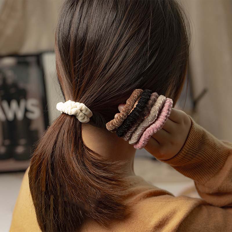 New Winter Solid Color Plush Hair Rope for Women Girls Simple Elastic High Ponytail Rubber Band Hair Accessories