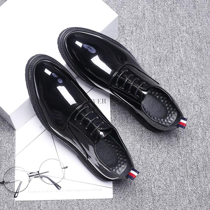 2024 New Autumn Men Oxford Dress Shoes Patent Leather Black Luxury Business Platform Comfortable Men Wedding Footwear
