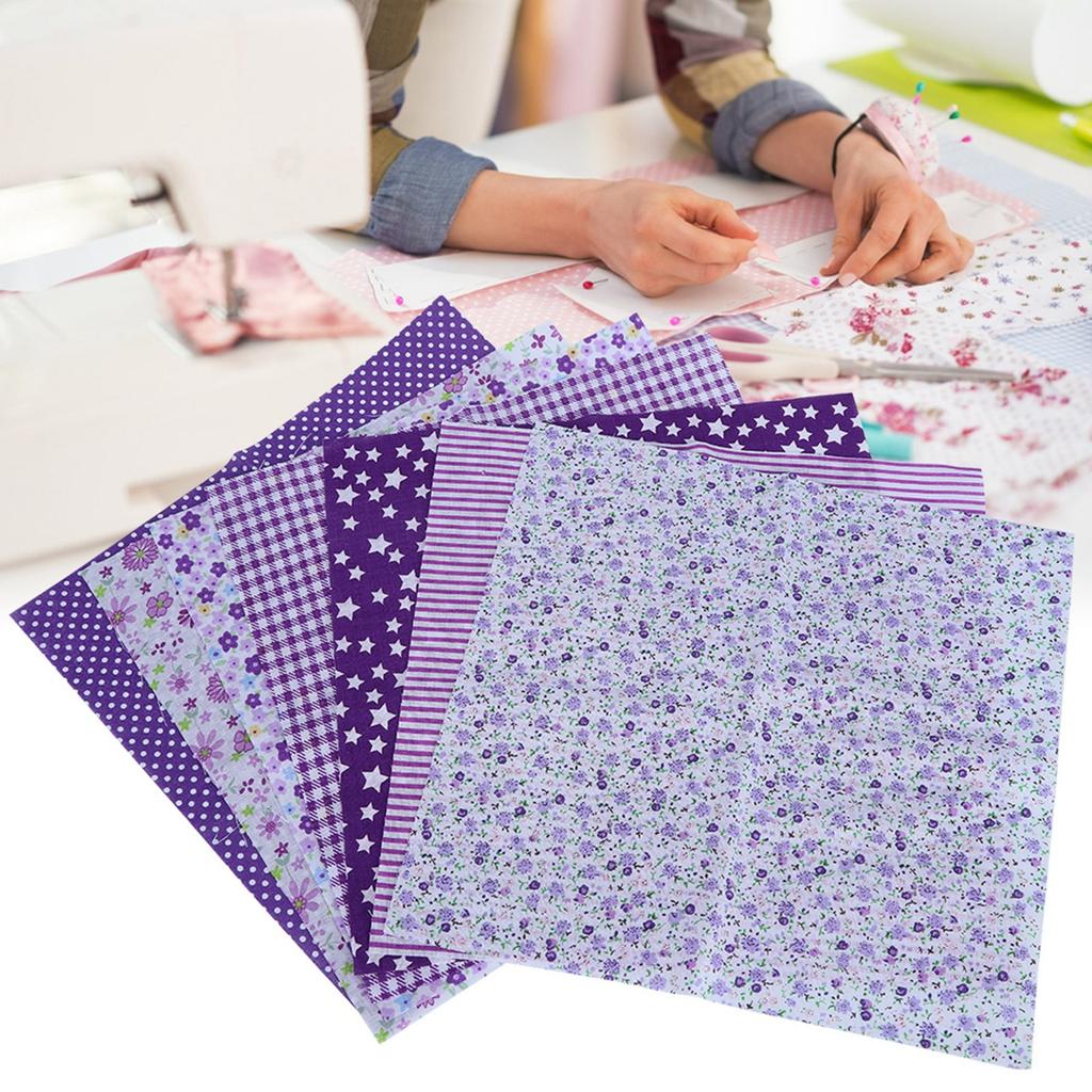 7Pcs 50x50cm Purple Floral Cotton Fabric Cloth for DIY Craft Sewing Scrapbooking Quilting Kit