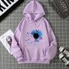 Sudadera con capucha holgada de manga larga con forro de terciopelo para otoño e invierno 7029