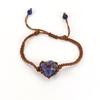Hand-Woven Brown Jade Thread Crystal Amethyst Stone Mesh Pocket Bracelet Bracelet Adjustable B73
