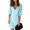 Women's Fashion Deep V-Neck Sexy Color Peplum Casual Dresses