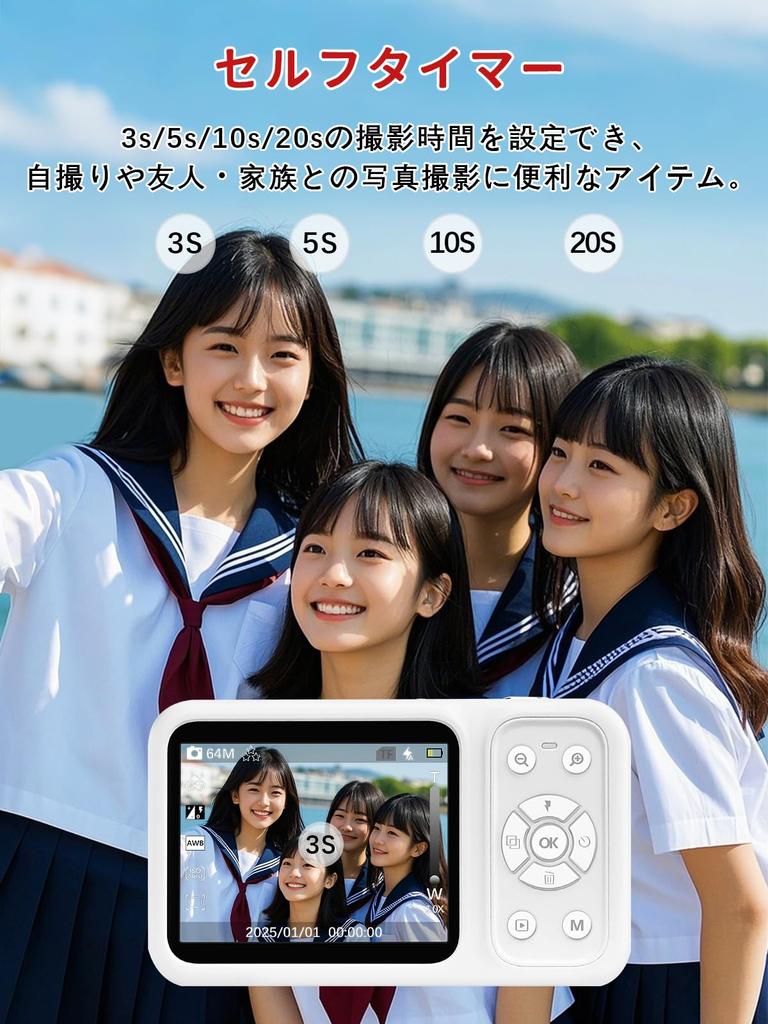 UNEEDIT 4K 64MP 30FPS Digital Camera Dual Compact Digital Camera with 32GB 18X Digital Image Lightweight and 4K Two Japanese Instruction Manual