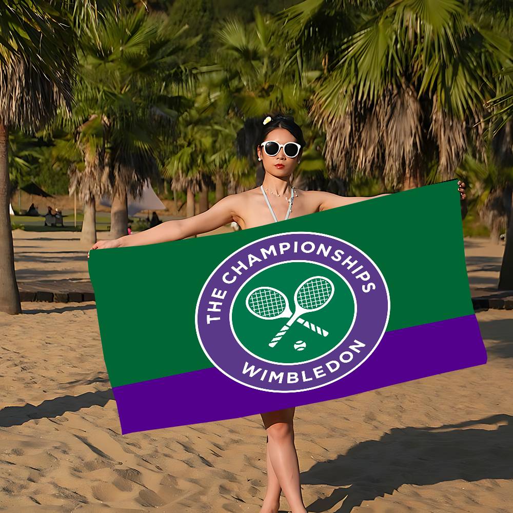 W-Wimbledon Pattern Microfiber Printed Beach Towel Mountain Climbing Yoga Beach Swimming Running Absorbent Soft Towel
