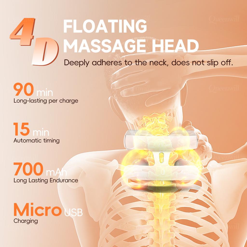 Smart Neck Shoulder Massager 4 Pads 6 Modes 16 Levels Portable Cordless USB Charging Gift for Men Women