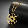 Large Octagram Necklace Stainless Steel 8 Point Star of Ishtar Innana Venus Charm Pendant Hellenic Jewelry