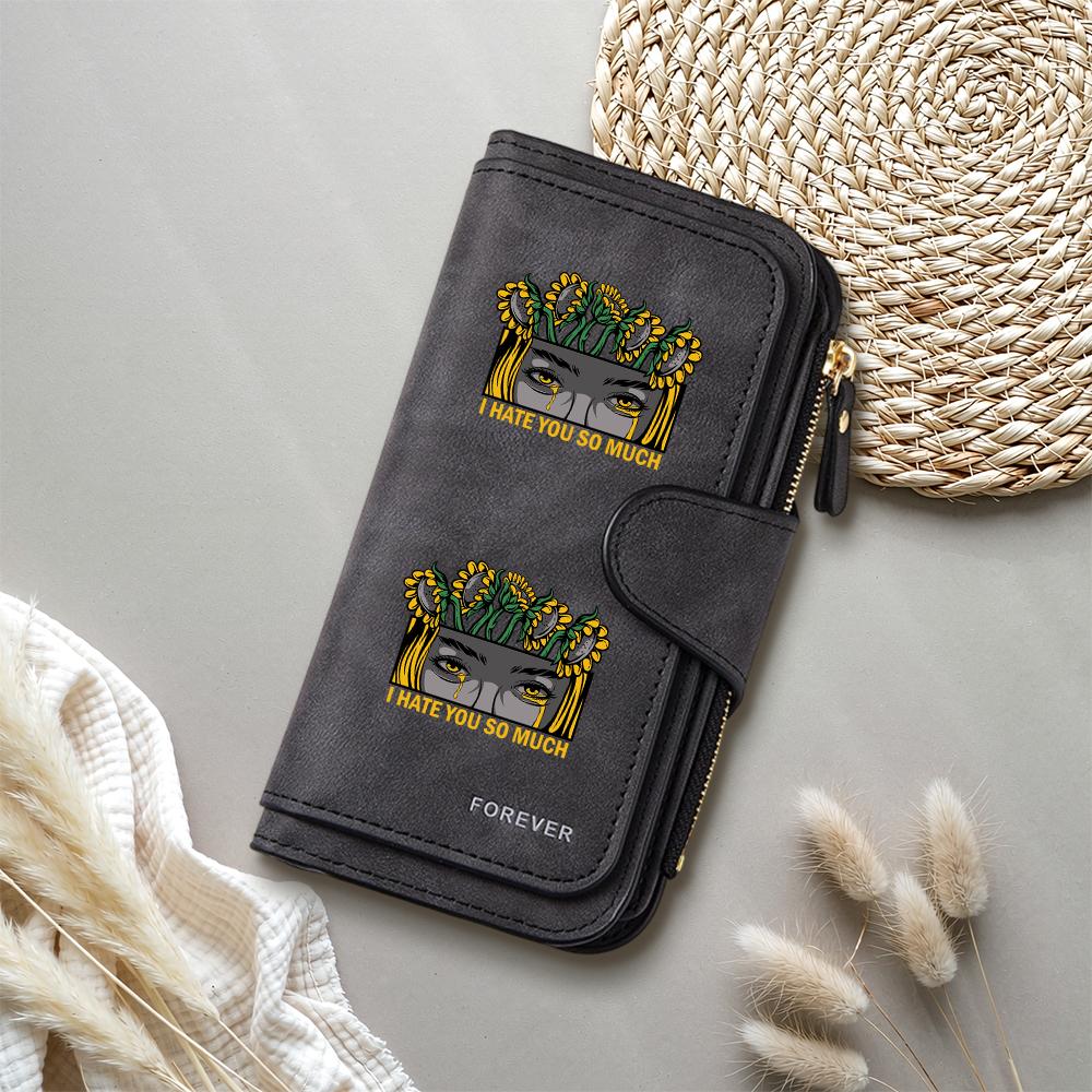 Stylish Printed Long Wallet with Multiple Card Slots Durable PU Leather Purse for Daily Use
