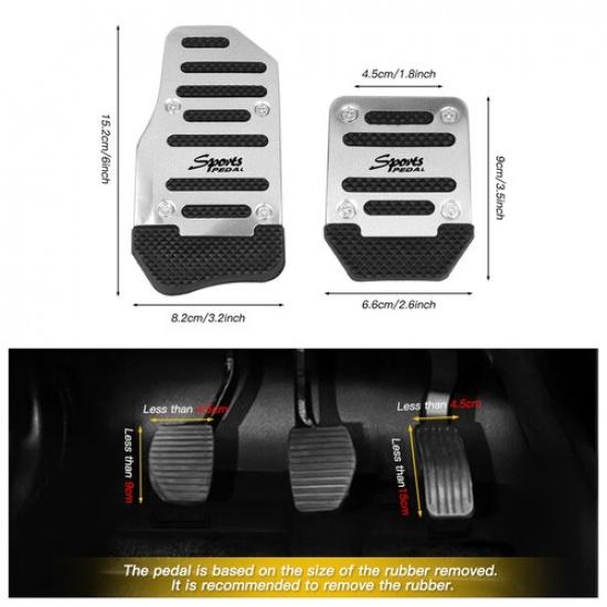 3x Silver Car Universal Non-Slip Manual Transmission Brake Foot Pedal Pad Cover