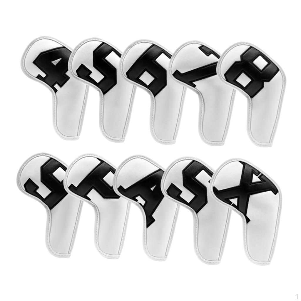 10 pcs Golf Headcover Set, Club Covers, Waterproof PU Leather Covers Wedges Set Fit All