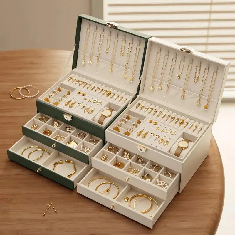 High-End Multi-Layer Drawer-Type Jewelry Box Household Large Capacity Earring Storage Organizer With Oxidation Finish