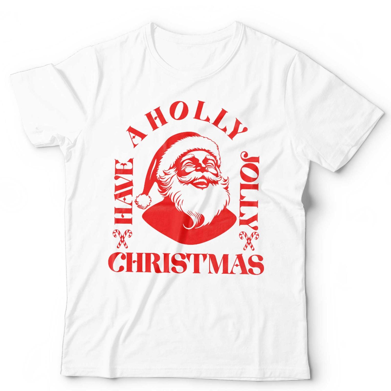 Christmas T Shirt Mens Womens Tees Top Unisex and Have A Holly Jolly Xmas Retro Vintage Santa L